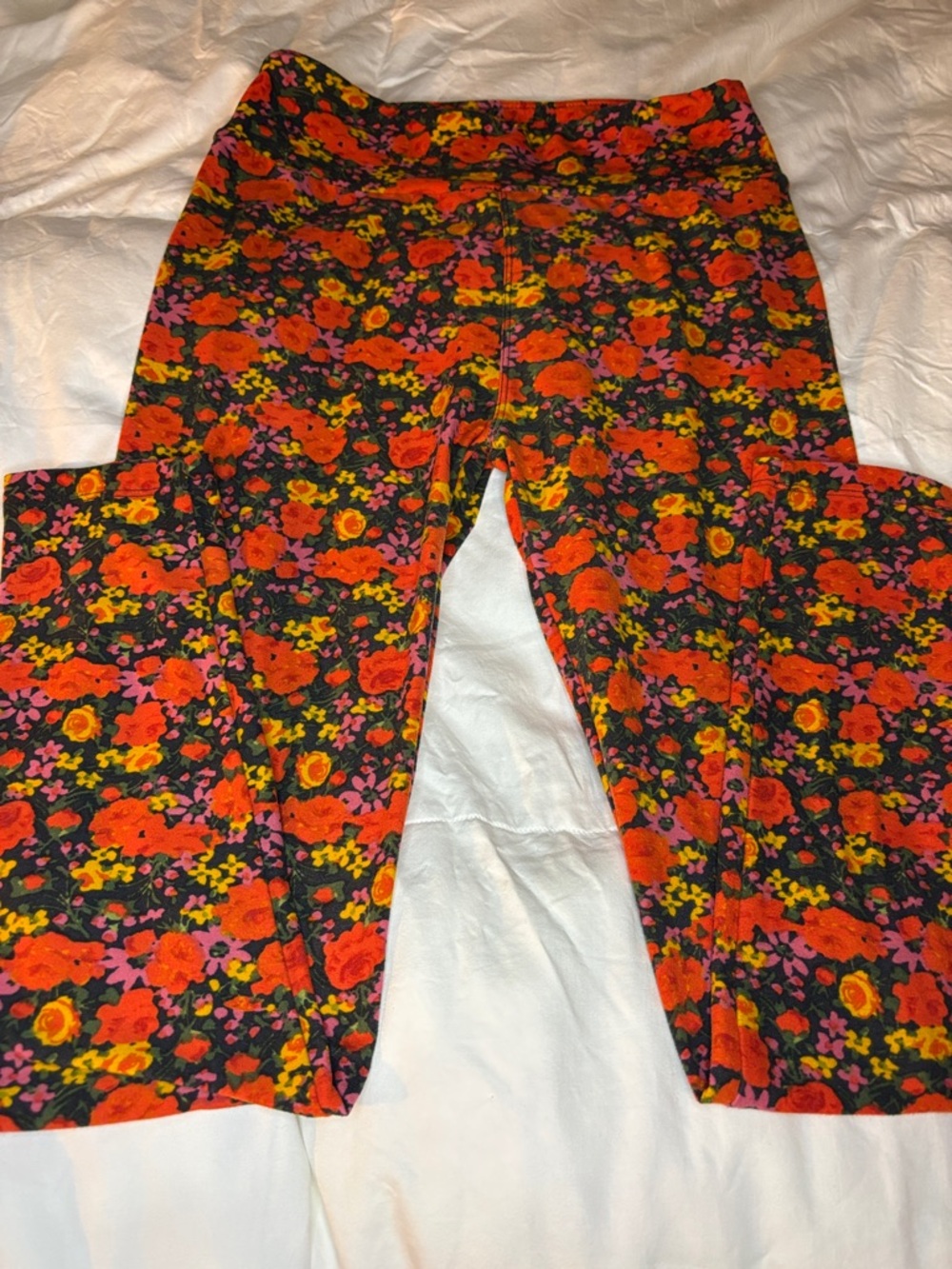LuLaRoe Floral Leggings in Black, Orange, Pink and Yellow